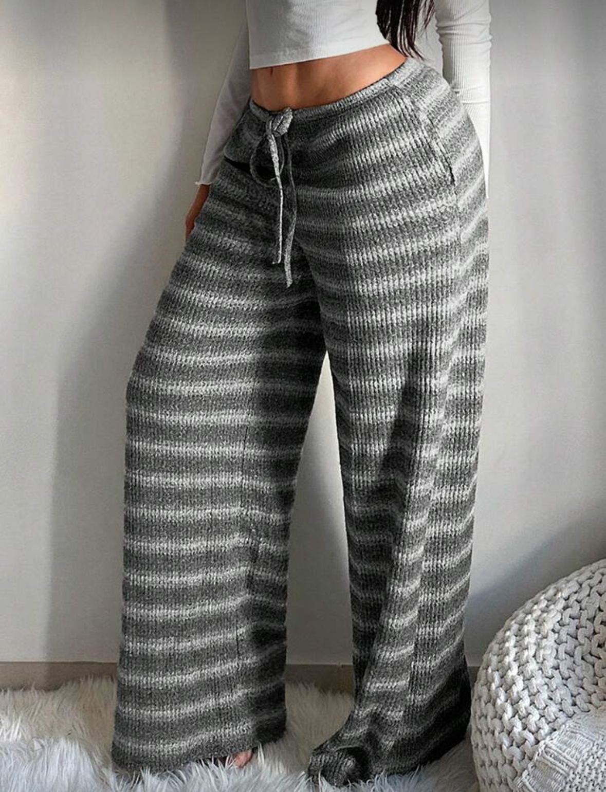 Pantalon en tricot rayé