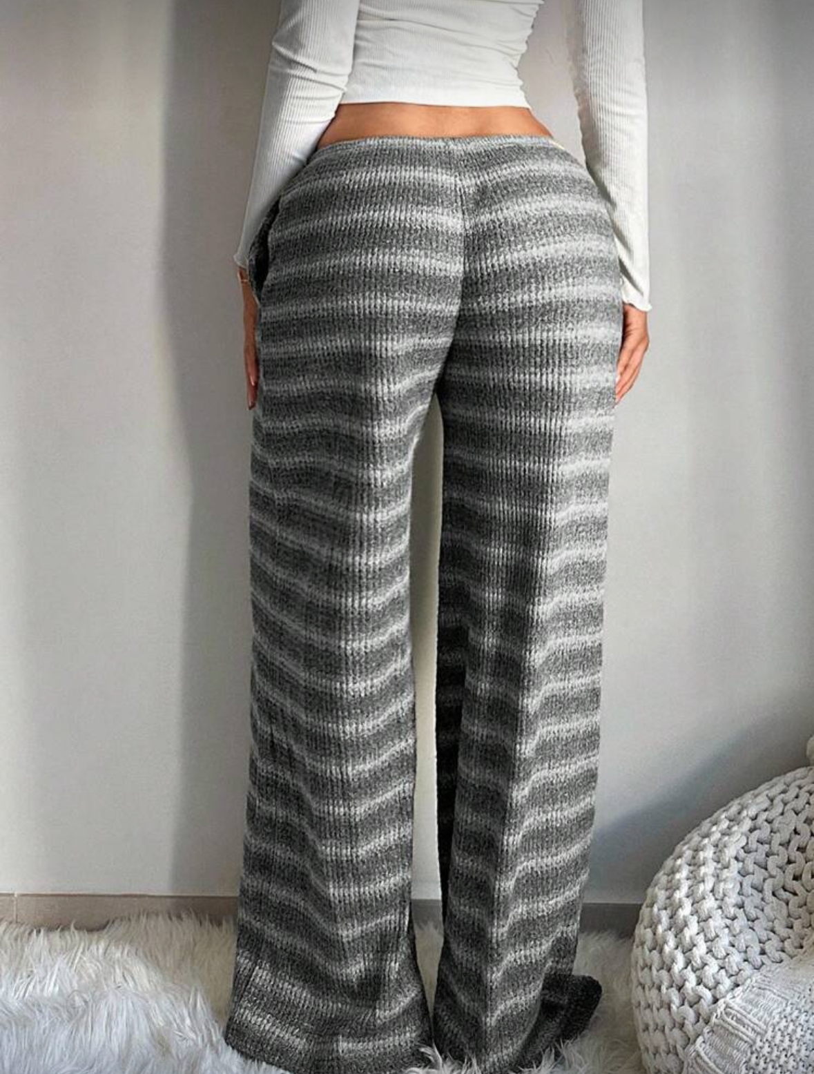 Pantalon en tricot rayé