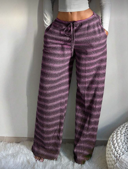 Pantalon en tricot rayé