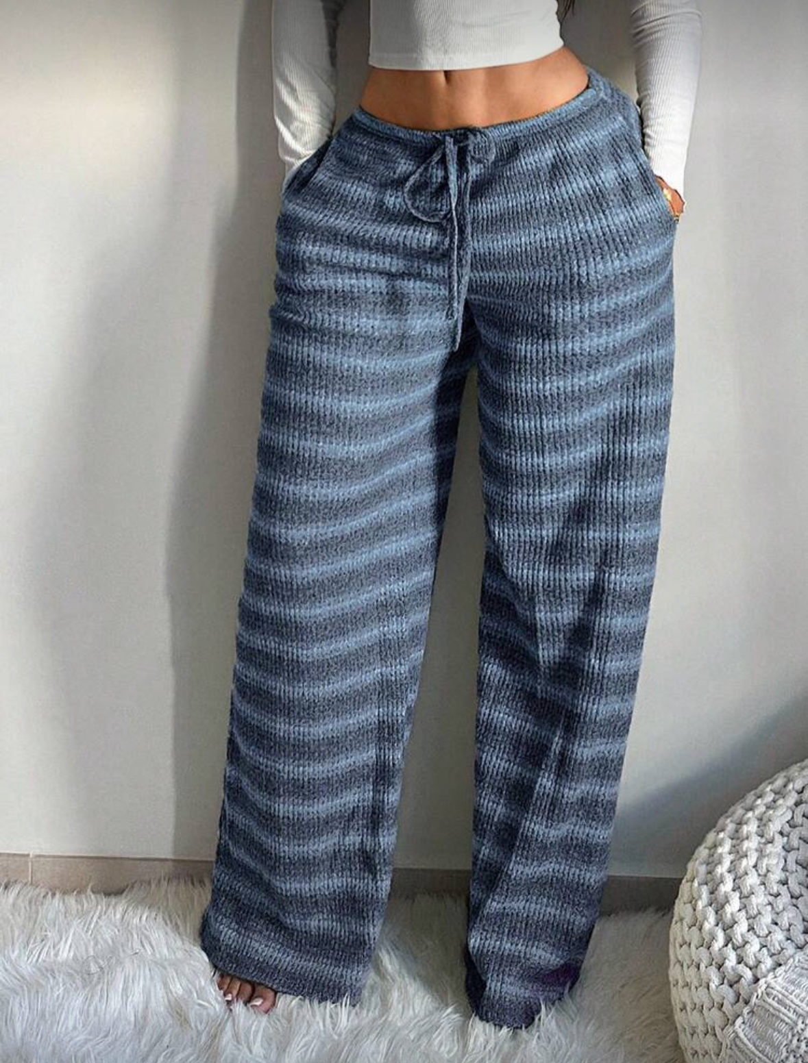 Pantalon en tricot rayé