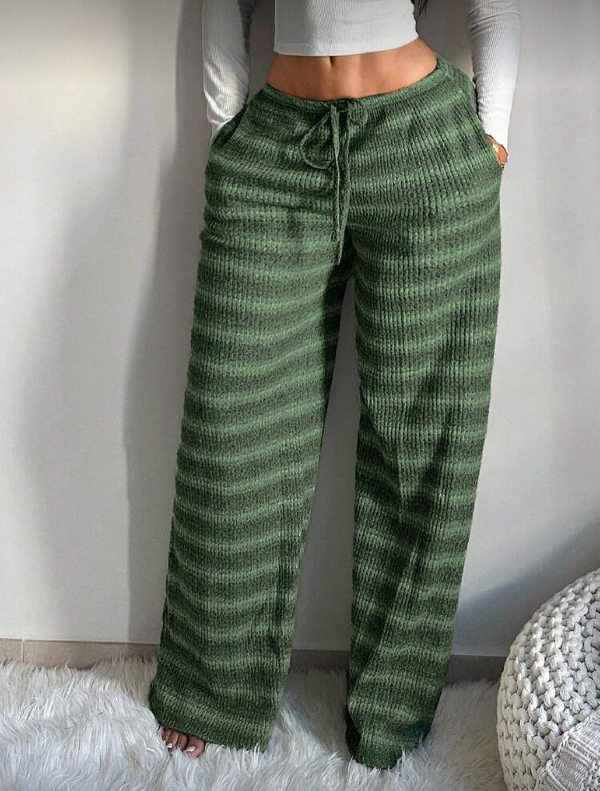 Pantalon en tricot rayé