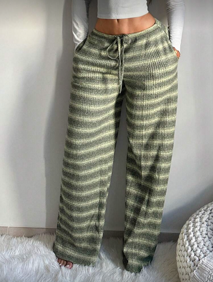 Pantalon en tricot rayé